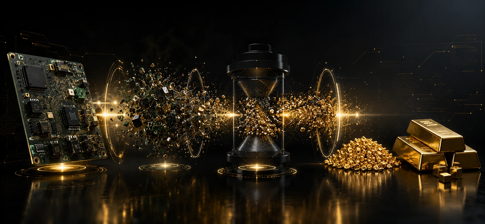 Conceptual process of transforming PCBs into gold